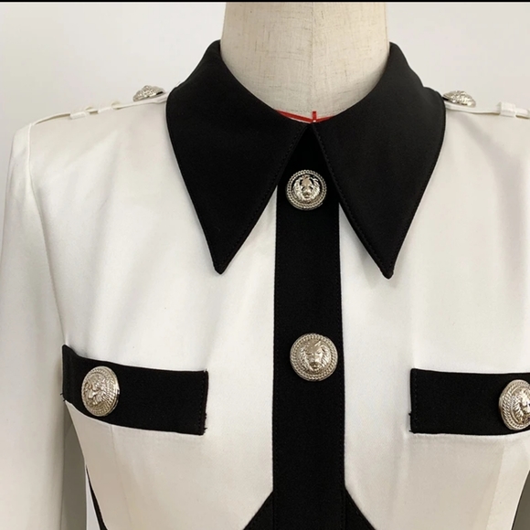 Elegant Black and White Button-Up Dress - Picture 12 of 16